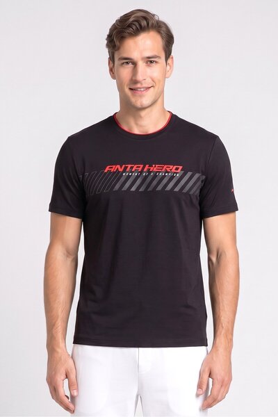 Anta Men Sportswear Fit Short Sleeve Outdoor T-Shirt, Black