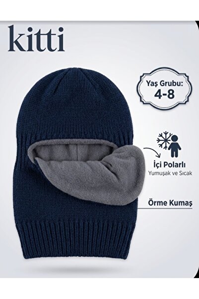 Kitti çocuk kar maskesi içi polarlı tüylenme ve kabarmaya karşı dayanıklı 4-8...