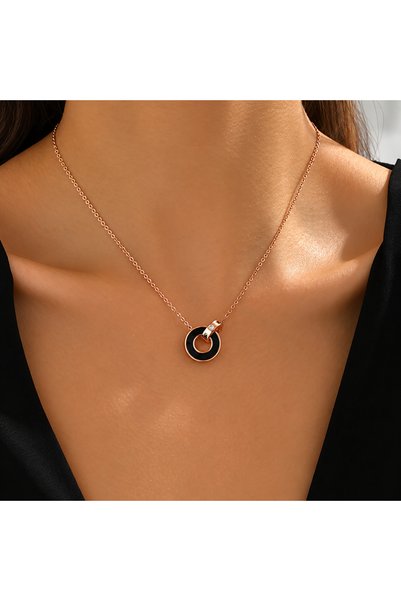 SaraQabi Stylish and modern double-circle pendant necklace – Waterproof, Non Tarnish, Fashion Jewelry Gift