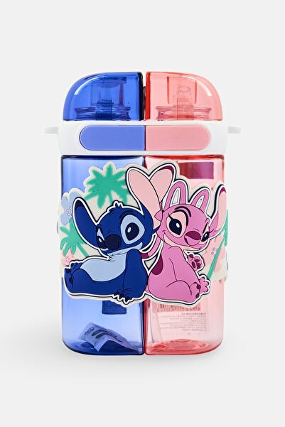 Disney Stitch Double Bunker Bottle With Detachable Strap 640ml, Multicolor