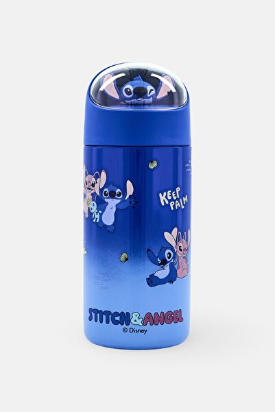 Disney Stitch And Angel Print Water Bottle, Blue