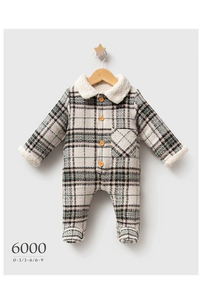 Tongs Baby Baby Boy Big Plaid Plaid Fleece Overalls with Booties