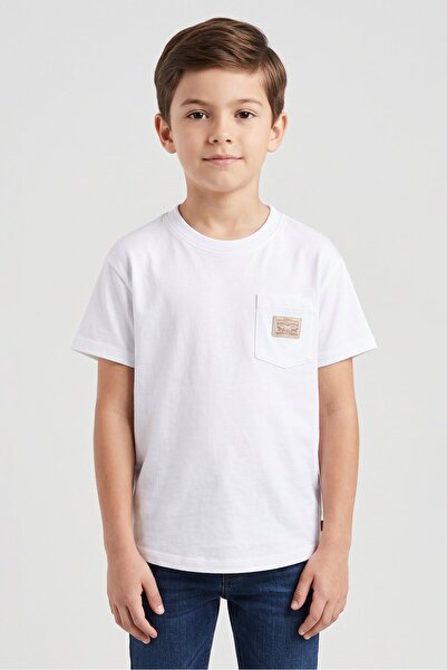 Levi's Kids Boy Embroidered Short Sleeve T-Shirt, White