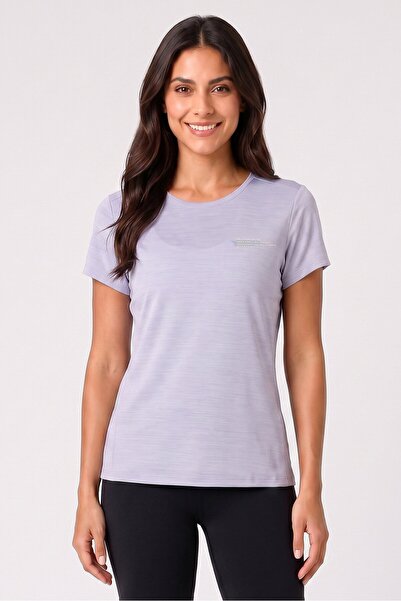 Anta Women Regular Fit Short Sleeve Running T-Shirt, Lavender