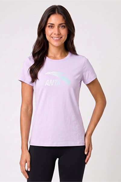 Anta Women Relaxed Fit Short Sleeve Training T-Shirt, Lilac