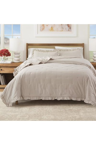 Great Bay Home طقم لحاف سرير كوستال كامل/كوين، لحاف صيفي كوستال مع أغطية وسائ...