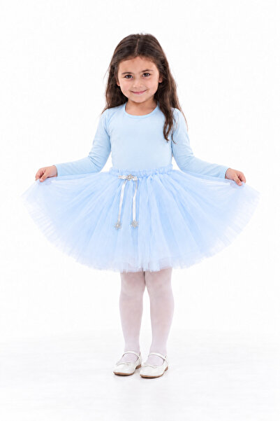 DUCA KIDS Girl's Long Sleeve Body Blouse and Fluffy Tutu Skirt Set