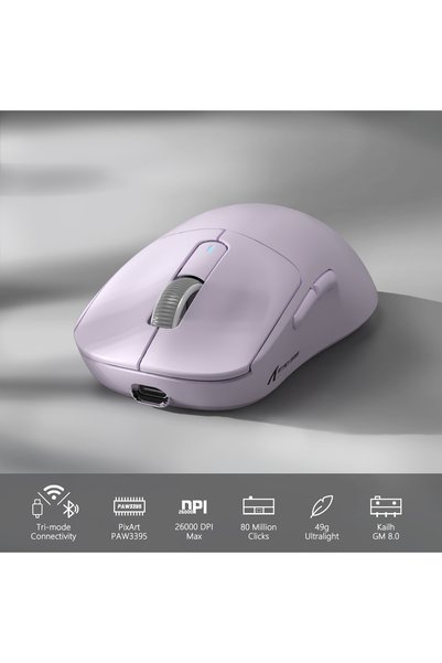 Attack Shark X3 Wireless Gaming Mouse, 49g Ultra Lightweight, PAW3395 26000 DPI, Tri-Mode 2.4G Bluetooth USB-C, 80M Clicks, 200H Battery