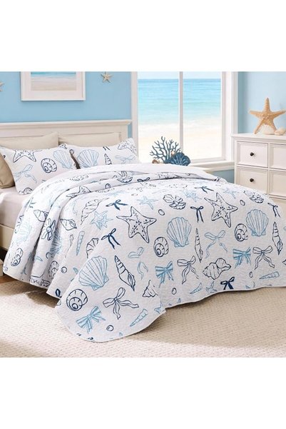 Love's cabin Quilts for Queen Bed Blue Bedspreads - Soft Bed Summer Quilt Lig...