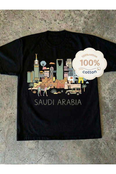 MUZİ KINGDOM OF SAUDI 966 SAUDI ARABIA 100% Cotton oversized T-shirt Printed ...