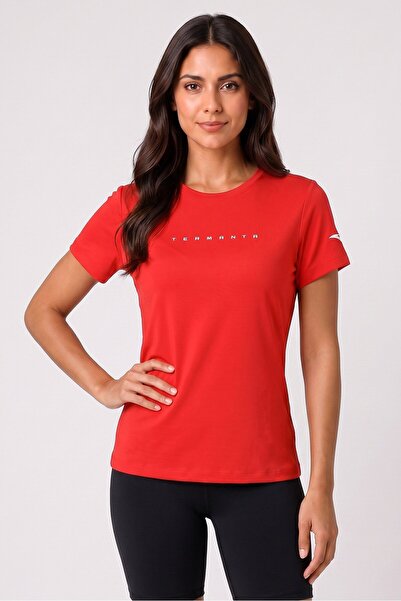Anta Women Regular Fit Short Sleeve Outdoor T-Shirt, Red