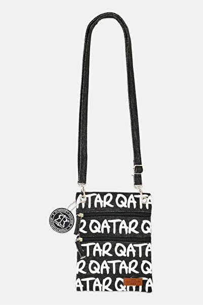 Robin Ruth Men Allover Print Denim Cross Body Bag, Multicolor