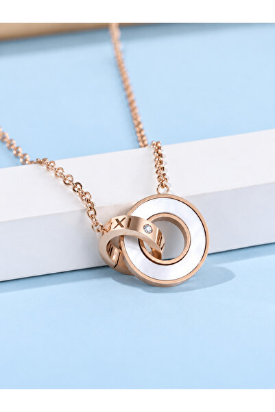 SaraQabi Double Circle Pendant Necklace – Black & Silver Minimalist Design