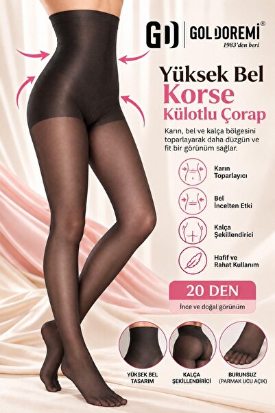 İTALİANA Kadın Premium Yüksek Bel Karın Toparlayıcı Bel İncelten Korseli 20 D...