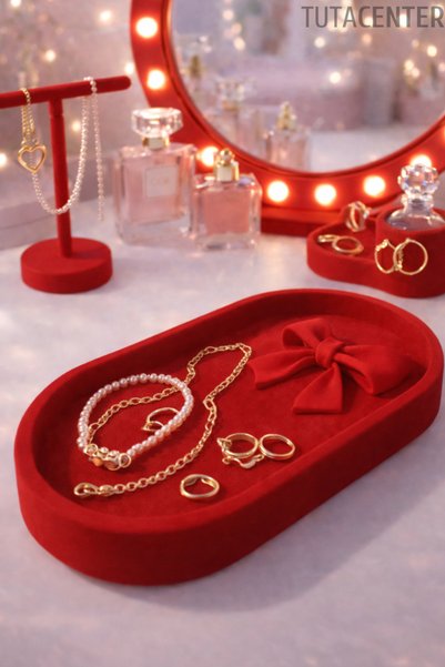 TUTACENTER Bowknot Detailed Oval Jewelry Organizer Jewelry Plate Ring Earring...