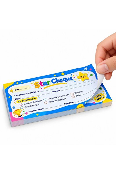 Fun Learning Store Star Reward Cheque Book | English – Reward Effort, Celebra...