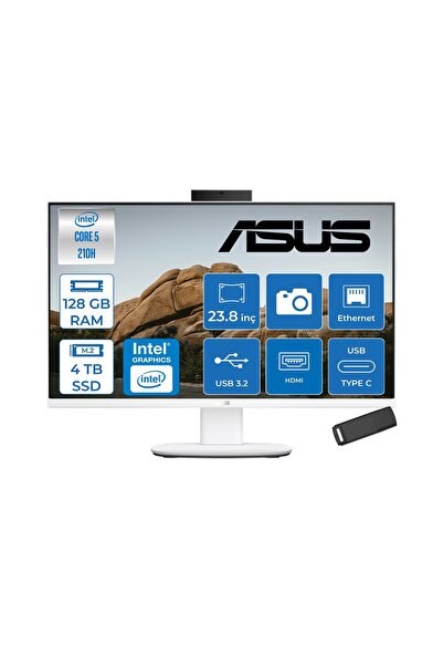 V440VAK Intel® Core™ 5 210H 4.8ghz 128GB Ddr5 4tb SSD 23.8" Fhd 100HZ 250NITS Srgb: %100 Freedos Beyaz Allınone Bilgisayar 24C58512W0DF40+ZETTAUSBBELLEK