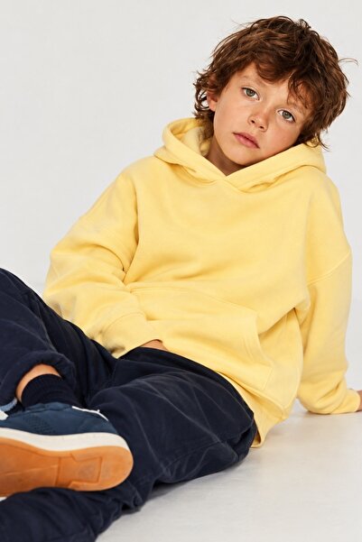 The Champ Clothing Erkek Çocuk Oversize Basic Hoodie Sweatshirt Sarı – Kapüşo...