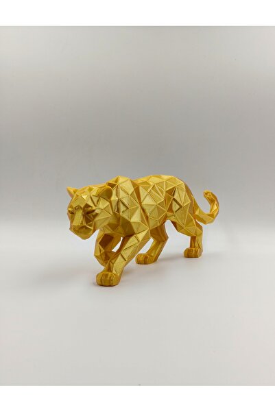 Modern Geometrik Gold Panter Dekoratif Heykel Biblo
