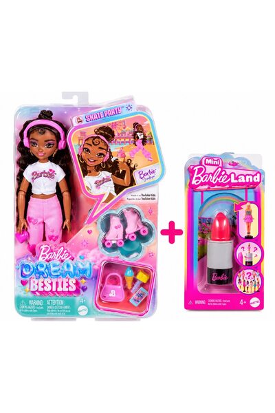 Barbie Σετ Πάρτι Σκέιτ Μπρούκλιν Dream Besties + Έκπληξη Μίνι Λαντ, Αρθρωτή Κ...