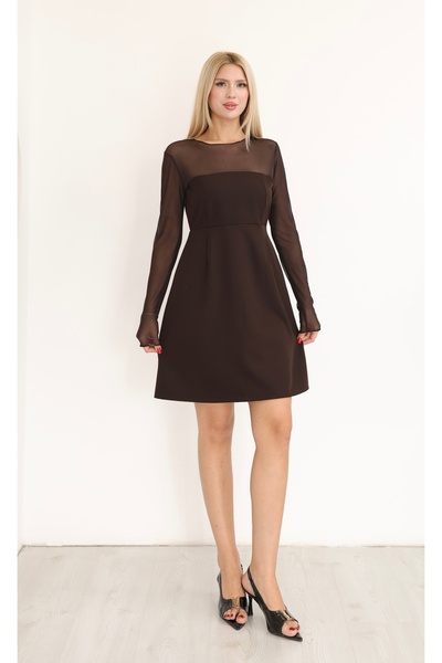 Moda Palmiss Women's Tulle Detailed Long Sleeve Mini Dress – Stylish Evening ...