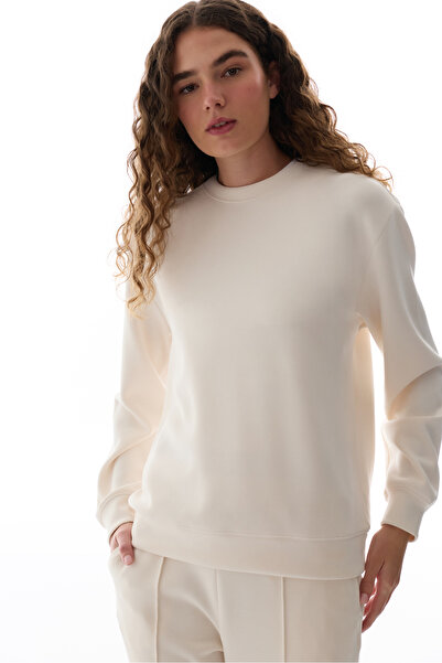 Penti Ekru Modal Bisiklet Yaka Oversize Sweatshirt