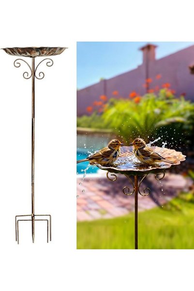 Andtooy 30.31inch Metal Bird Bath for Outdoors Garden, Vintage Bronze Freesta...