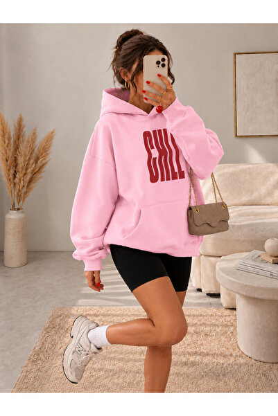 FAVORİST Unisex Hooded 3 Thread Cotton Sweatshirt with Mixed Prints