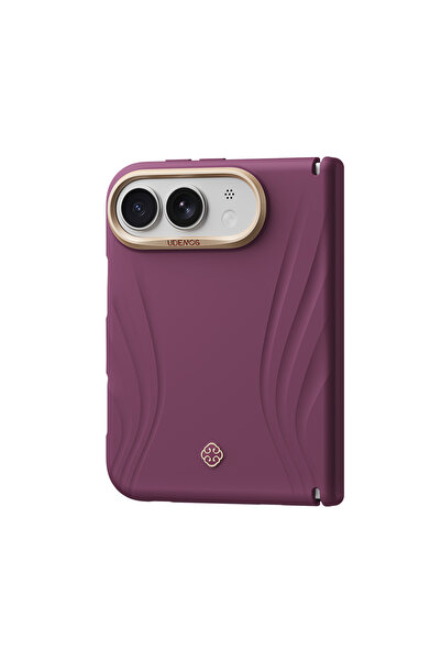 iPhone Duo Uyumlu Kılıf M-Safe Şarj Özellikli Çizgili Logolu Freedom Serisi Kapak Bordo