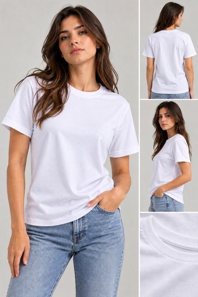 Swisst Co Men's Unisex Oversize Basic T-Shirt White Regular Fit Crew Neck