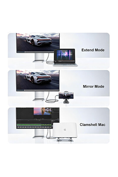 Generic كابل من النوع C إلى HDTV بدقة 4K وتردد 30 هرتز، محول فيديو UHD للحاسوب المحمول والتابلت والهاتف والشاشة والتلفزيون وجهاز العرض