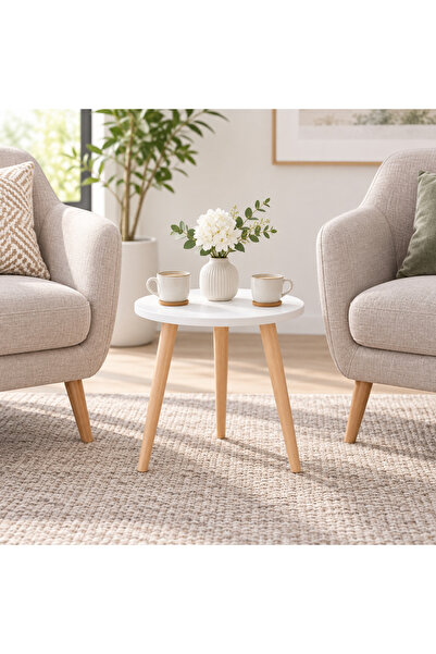 varioshop ®   Măsuță de cafea rotundă mică, compactă, cu picioare din lemn, pentru living, 40 x 40 x 40 cm