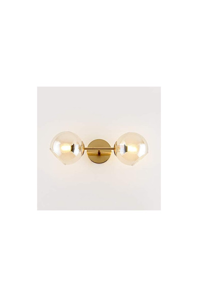 LightPlanet Aplică de perete cu glob de sticlă transparentă, cu 2 lumini, 2 s...