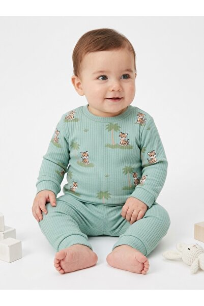 erkek çocuk hayvanlı desenli 2'li pijama takımı
