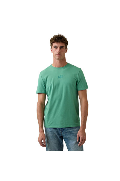 GAP تي شيرت V-FRCH MINI LOGO للرجال باللون الأخضر 799323009