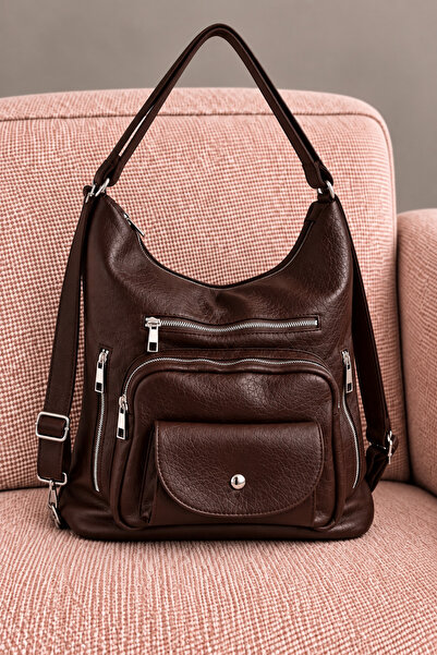 MILANOFOX Women's Brown Multi-Compartment Soft Leather Adjustable Strap Flap ...