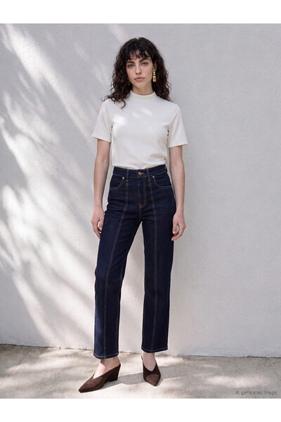 LC Waikiki Alita City Lcw Petite Indigo Denim Straight Skinny & Slim High Wai...