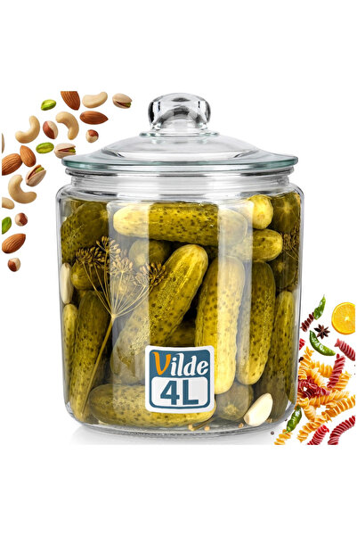 Vilde Borcan Sticla Cu Capac, 4 L, 19x19x25 cm, Transparent, Garnitura Silico...