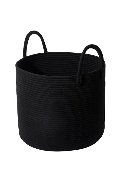 OtherMax Coș de rufe împletit din bumbac, organizator durabil, negru, 40x34 c...