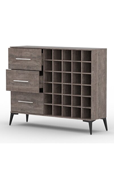 Mahmayi Wooden Wine Cabinet with 30 Bottle Storage Compartments and 3 Drawers...