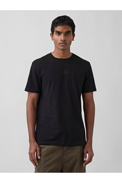 GAP تي شيرت V-FRCH MINI LOGO للرجال باللون الأسود 799323002
