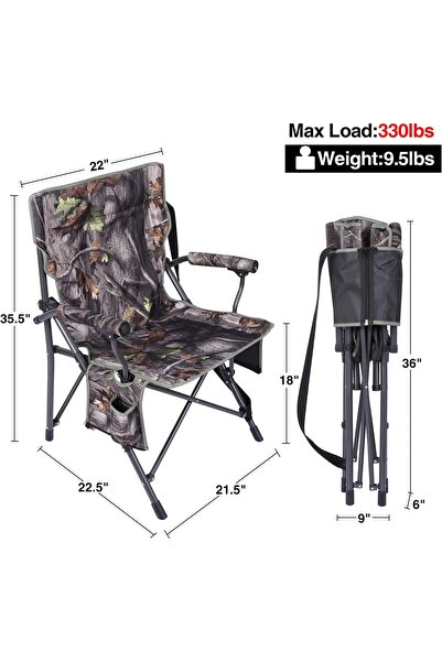 Generic Brand 330lbs Heavy Duty Folding Camping Chair High Back Portable Outd...