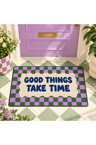 Rugs Modern Halı ETA Yazı Temalı Dokuma Taban Dekoratif Kapı Önü ve Banyo Pas...