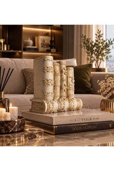 SalepHome Gold Detaylı Eskitme Kitap Biblo - Dekoratif Masa Ve Kitaplık Akses...