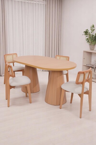 Erz Design Bohem Zion Açılır Yemek Masa Sandalye Takımı 90x160cm