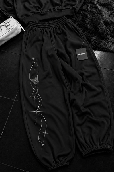 Gofeel Star Butterfly Stone Printed Baggy Unisex Sweatpants