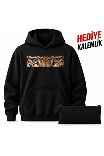 barsdepo Tiger Eye Detailled Sweatshirt Hoodie 100% Cotton (with Supriz Gift)