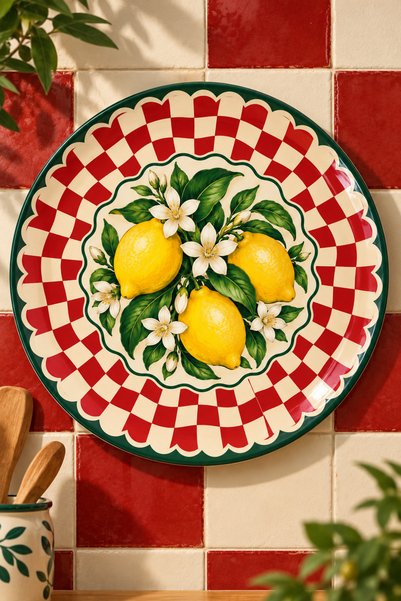 Ahenk Ev&Sofra Dekoratif Duvar Tabağı – Limonlu Retro Esintiler – Dekorlu Ser...