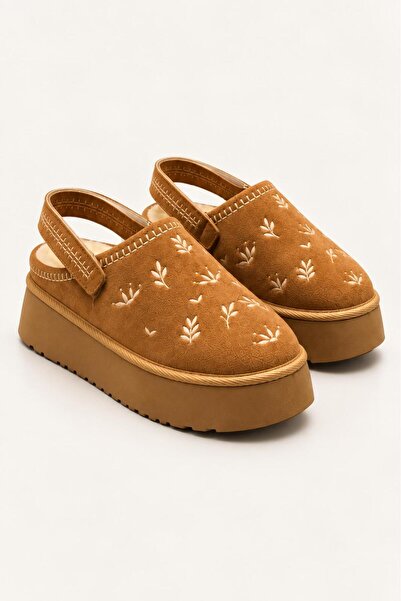 Solo Bag Women's Daily Embroidered Thick Sole Fur Inside, Suede Outside, Velc...