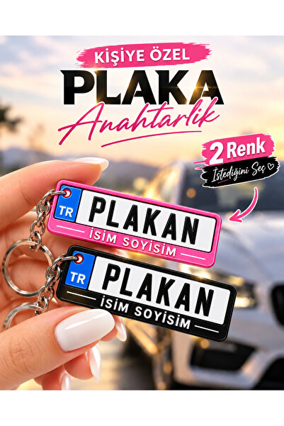 ZANVİA Kişiye Özel Plaka Anahtarlık - İsimli ve Plakalı Araç Anahtarlığı Sevg...